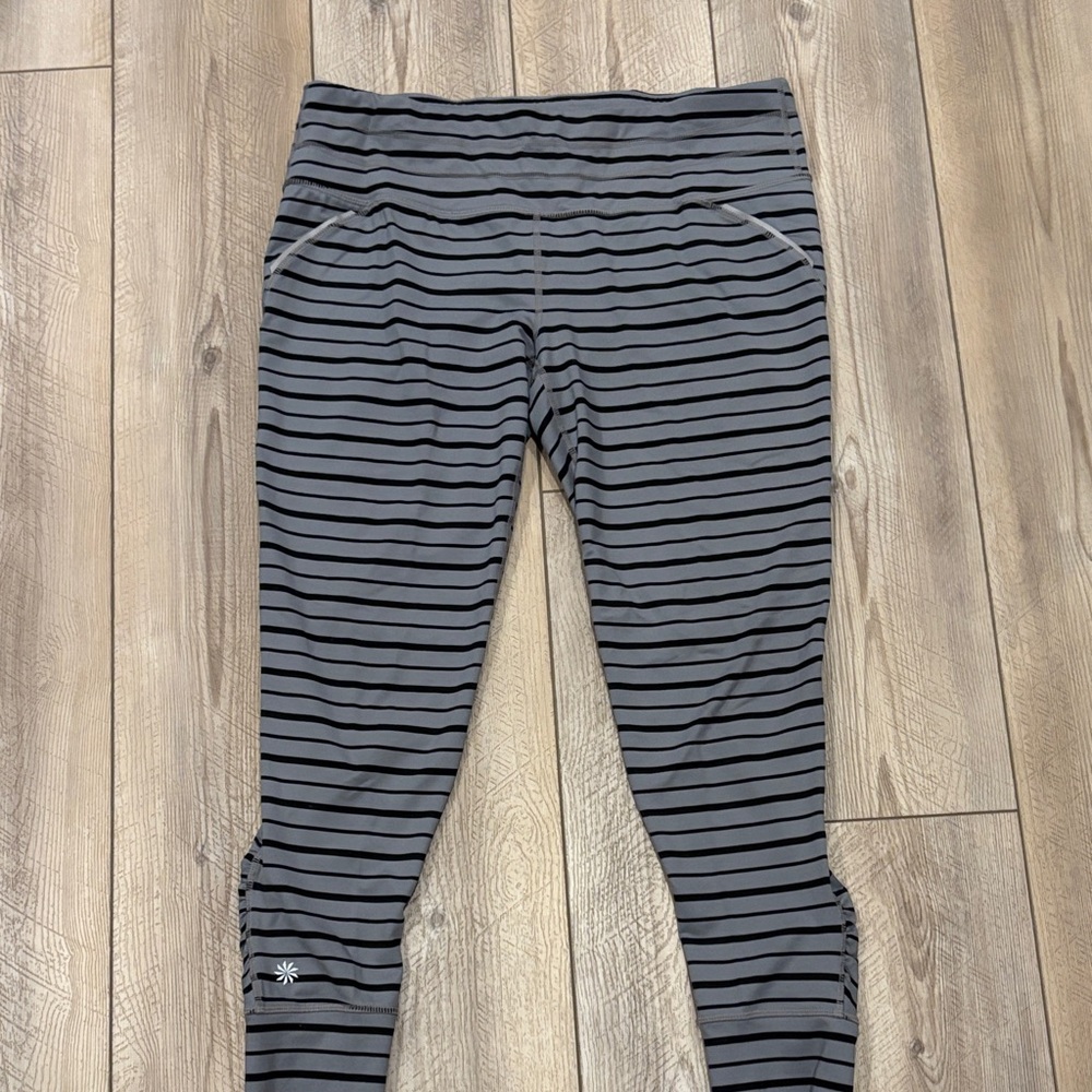 Athleta striped black and grey Leggings